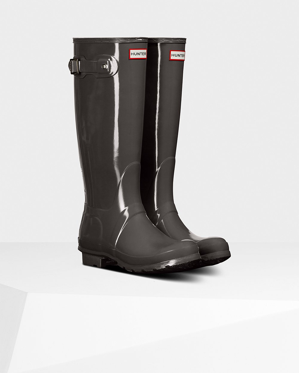 Hunter Original Gloss Tall Rain Boots - Buy Online Womens Grey - ZXVNKA593